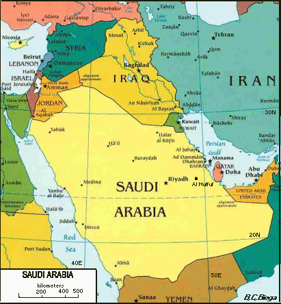 dubai bahrain map